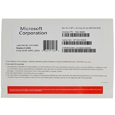 Microsoft विंडोज 7 प्रोफेशनल OEM पैग